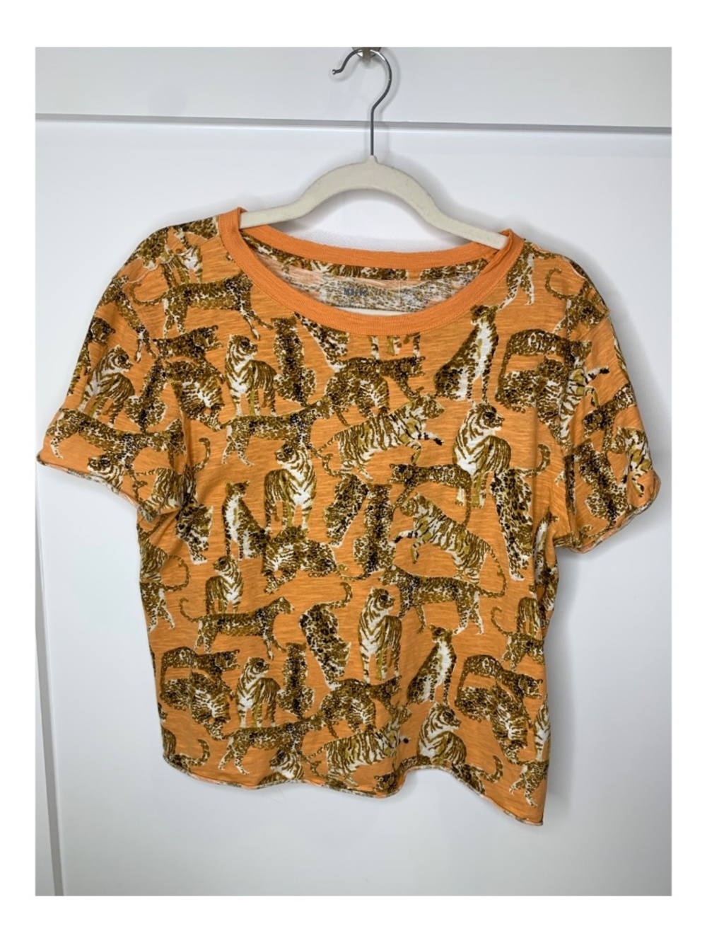 Maeve Anthropologie Tiger Leopard Print Boxy Tee Shirt Small Safari